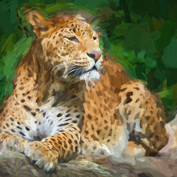 Leopard in der Natur, Glasbild Quadratisch