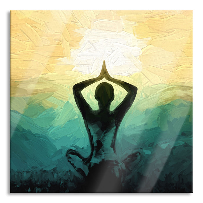 Pixxprint Yoga und Meditation, Glasbild Quadratisch