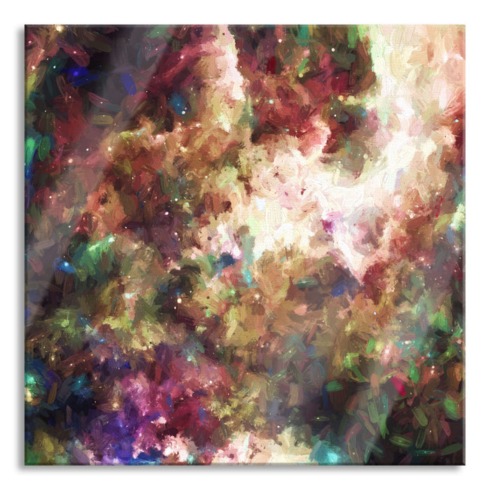 Nebelgalaxie und Sterne, Glasbild Quadratisch