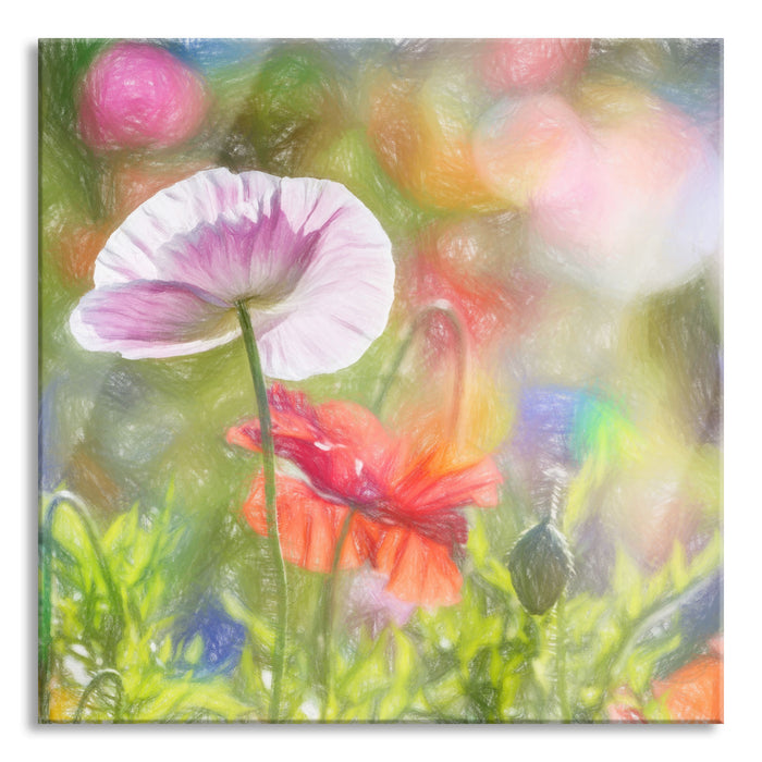 Pixxprint Kalifornischer Mohn im Frühling, Glasbild Quadratisch