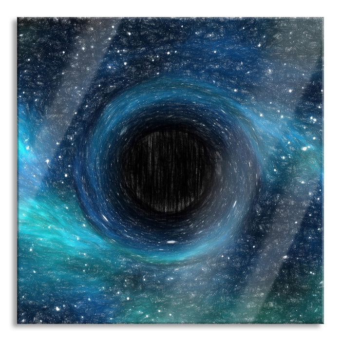 Pixxprint Schwarzes Loch im Weltall, Glasbild Quadratisch
