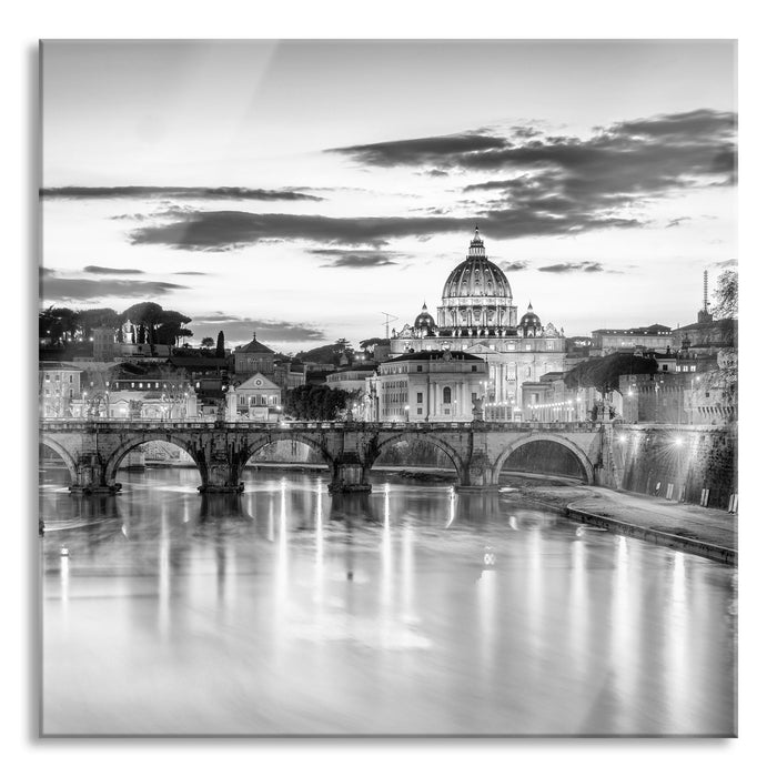 Pixxprint der Basilika St. Peter in Rom, Glasbild Quadratisch