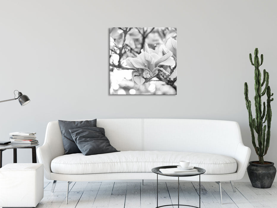 Magnolienblüten im Frühling, Glasbild Quadratisch