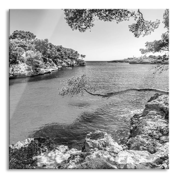 Pixxprint Mallorca Bay Cove, Glasbild Quadratisch