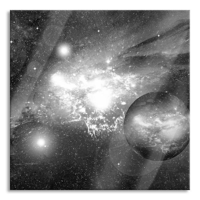 Pixxprint Sterne Galaxie, Glasbild Quadratisch