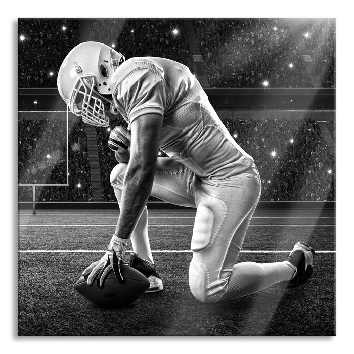 Pixxprint Football-Spieler, Glasbild Quadratisch