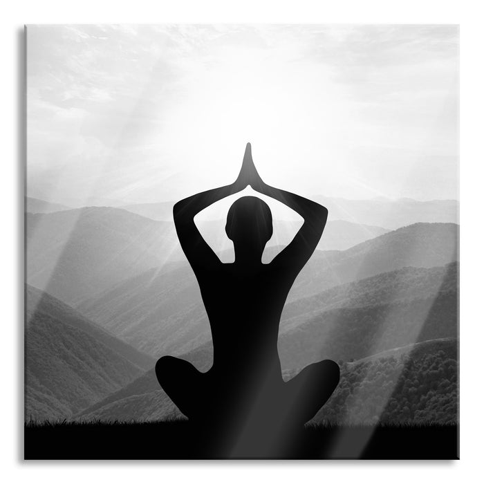 Yoga und Meditation, Glasbild Quadratisch