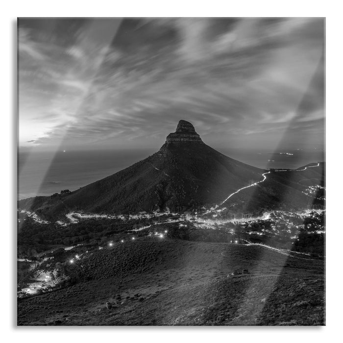 Pixxprint Kapstadts Löwenkopf, Glasbild Quadratisch