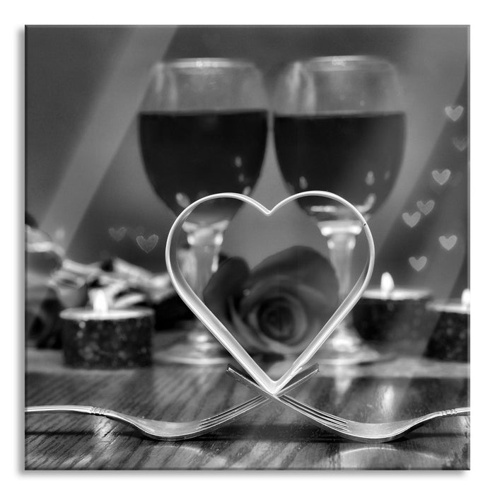 Pixxprint Candle Light Dinner, Glasbild Quadratisch