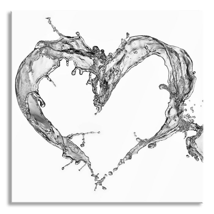 Herz aus Wasser, Glasbild Quadratisch
