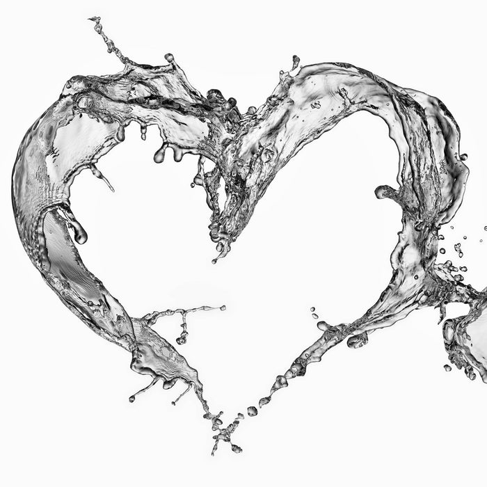 Herz aus Wasser, Glasbild Quadratisch