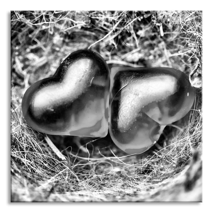 Pixxprint zwei Herzen, Glasbild Quadratisch