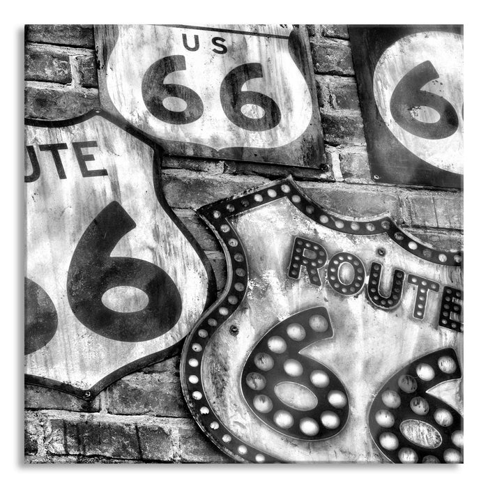 Route 66, Glasbild Quadratisch