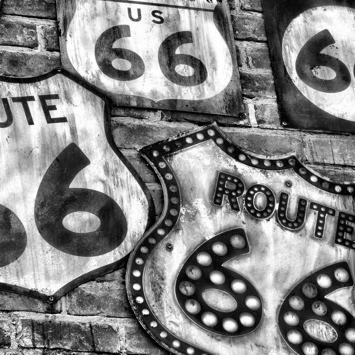 Route 66, Glasbild Quadratisch