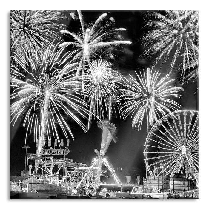 Pixxprint Silvester Feuerwerk, Glasbild Quadratisch