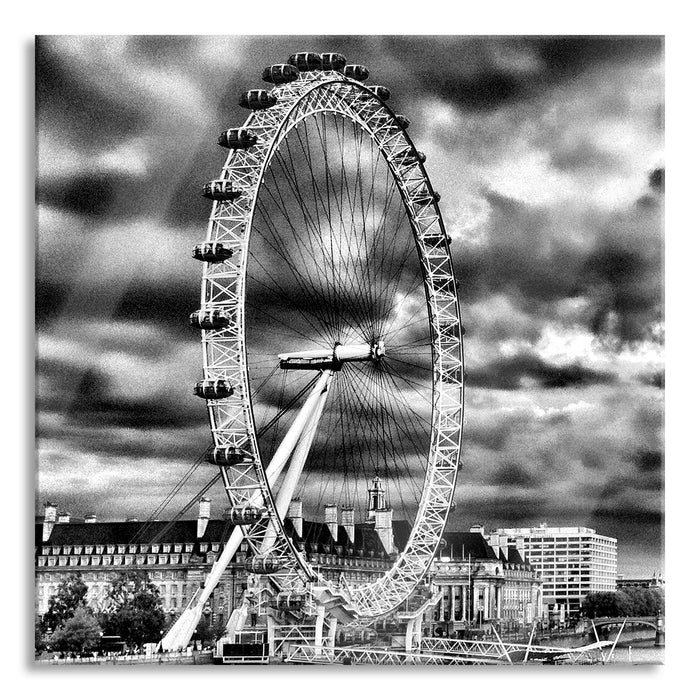 Riesenrad, London Eye, Glasbild Quadratisch