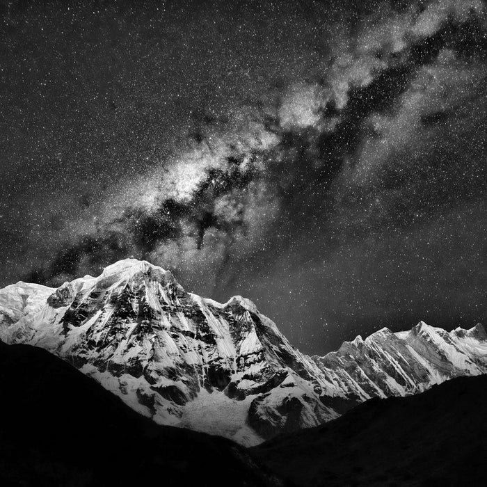 Annapurna bei Nacht, Glasbild Quadratisch