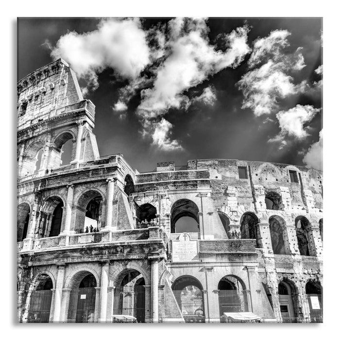 Pixxprint Colosseum bei Tag in Rom, Glasbild Quadratisch