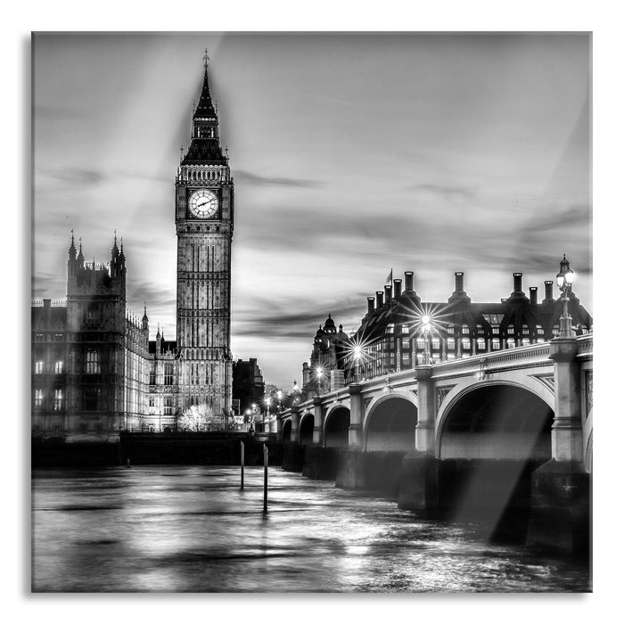 Pixxprint Big Ben bei Nacht, Glasbild Quadratisch