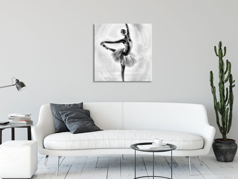 Ästhetische Ballerina, Glasbild Quadratisch