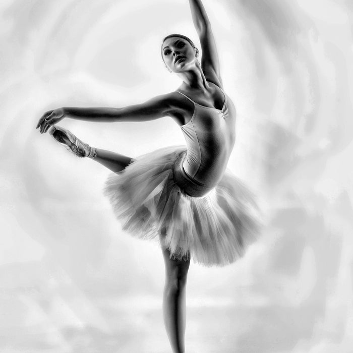 Ästhetische Ballerina, Glasbild Quadratisch