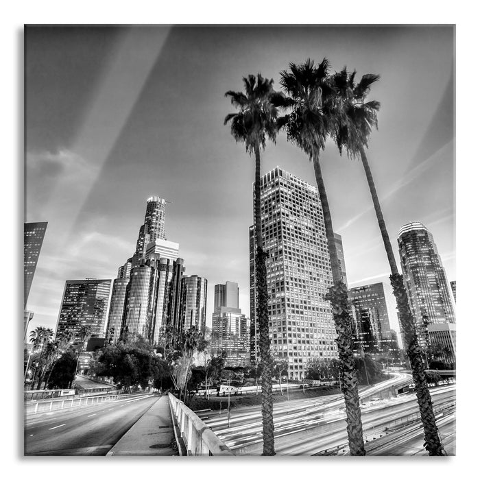 Pixxprint Schöner Blick auf LA, Glasbild Quadratisch