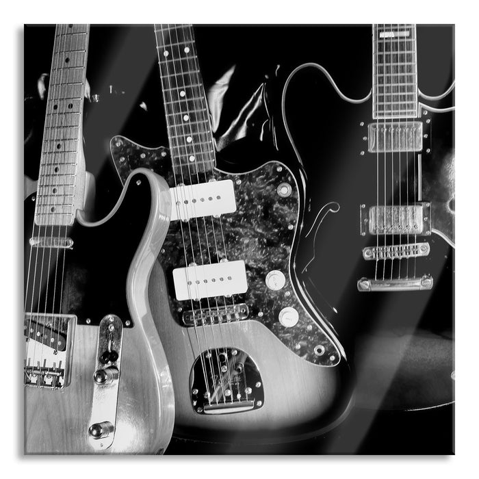 Pixxprint elegante E-Gitarren, Glasbild Quadratisch