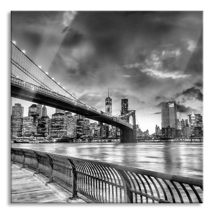 Pixxprint Brooklyn Bridge Park New York, Glasbild Quadratisch
