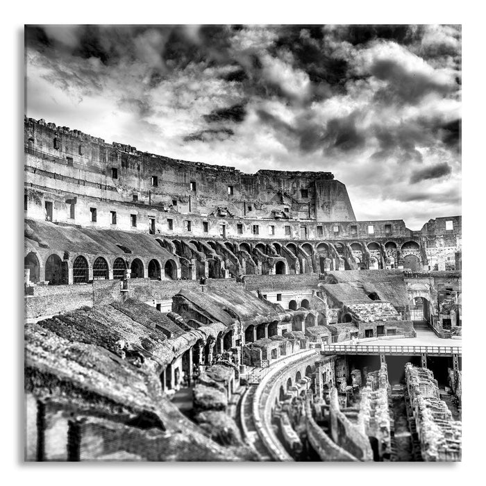 Pixxprint Colloseum in Rom von innen, Glasbild Quadratisch