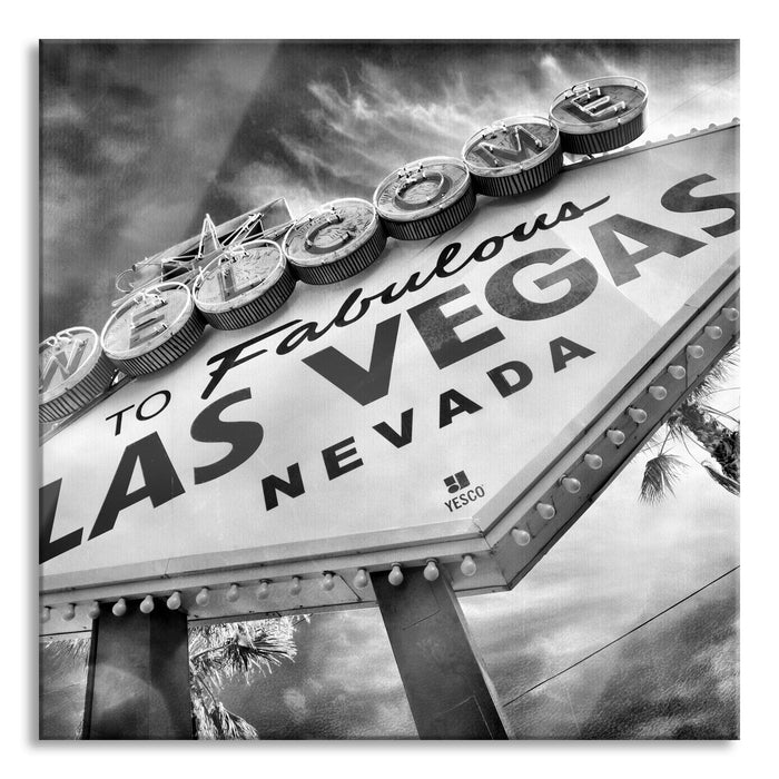 Las Vegas Retro Look, Glasbild Quadratisch