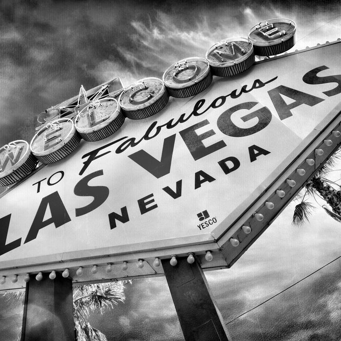 Las Vegas Retro Look, Glasbild Quadratisch