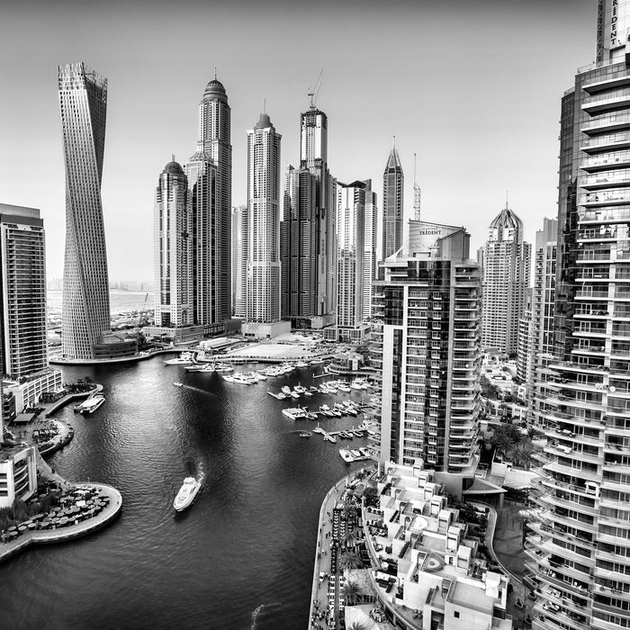 Dubai Metropole, Glasbild Quadratisch