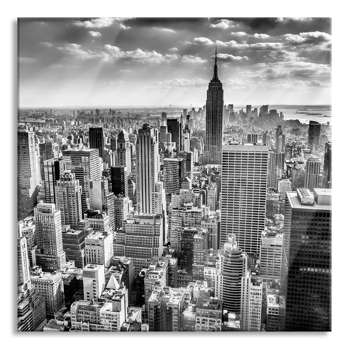 Pixxprint New York bei Tag, Glasbild Quadratisch
