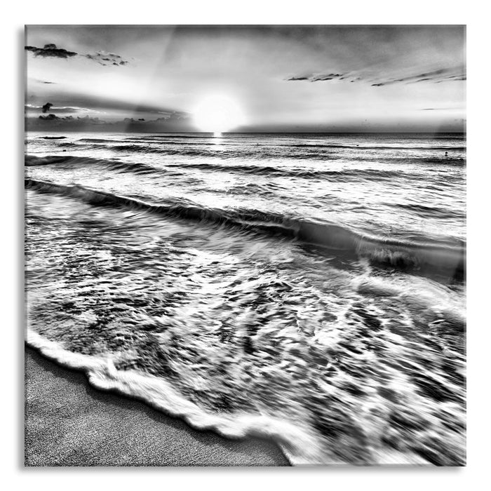 Pixxprint Meer bei Sonnenuntergang, Glasbild Quadratisch