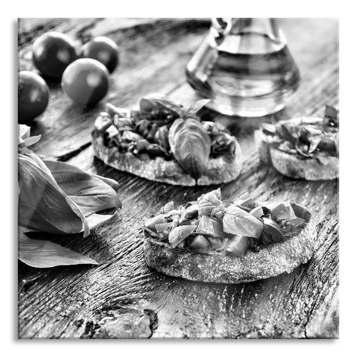 Pixxprint Italienische Bruschetta, Glasbild Quadratisch