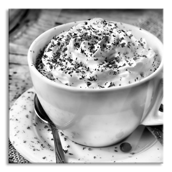 Pixxprint Kaffee mit viel Creme, Glasbild Quadratisch