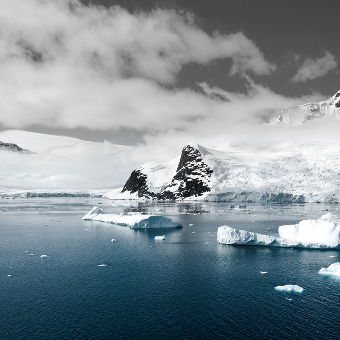 Winterlandschaft in der Antarktis, Glasbild Quadratisch