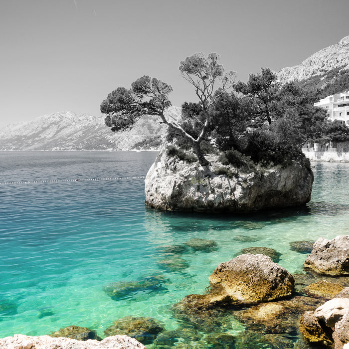 Dalmatia Strand in Kroatien, Glasbild Quadratisch