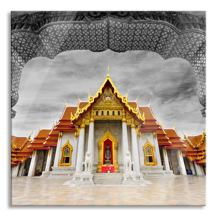 Pixxprint Marmortempel von Bangkok, Glasbild Quadratisch