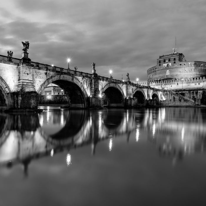 Nachtansicht von S. Angelo-Brücke, Glasbild Quadratisch