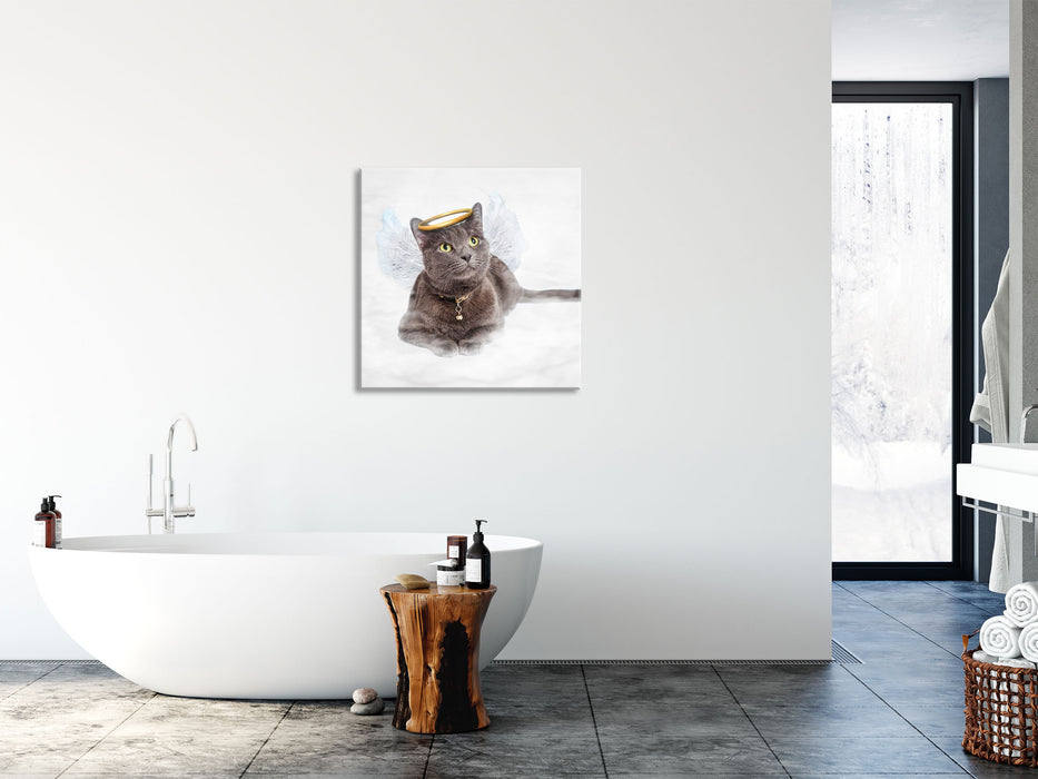 Katzen-Engel im Himmel, Glasbild Quadratisch