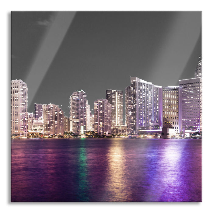 Pixxprint Skyline von Miami Florida, Glasbild Quadratisch