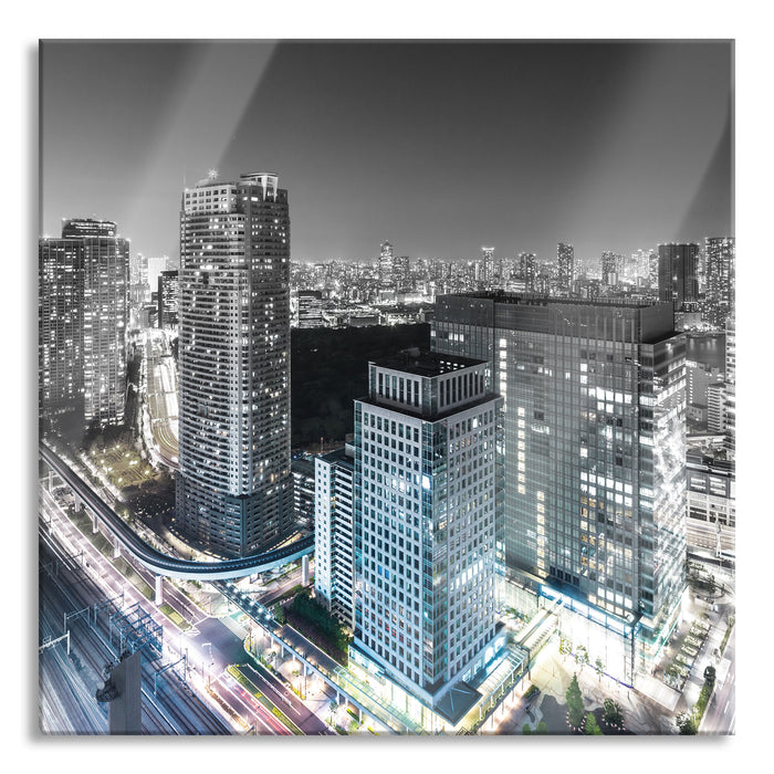 Pixxprint Moderne Architektur in Tokio, Glasbild Quadratisch