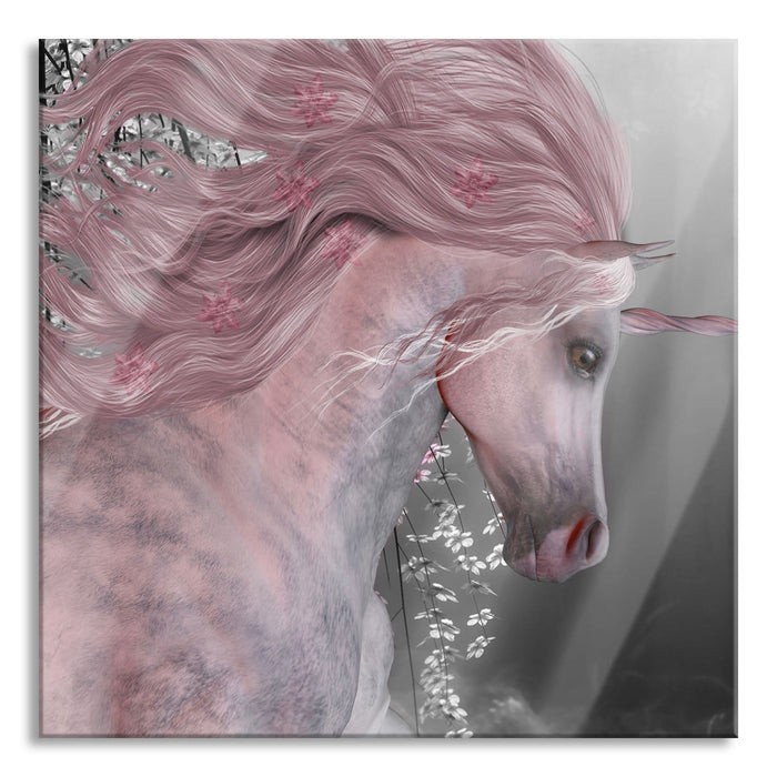 Pixxprint wunderbares Einhorn, Glasbild Quadratisch