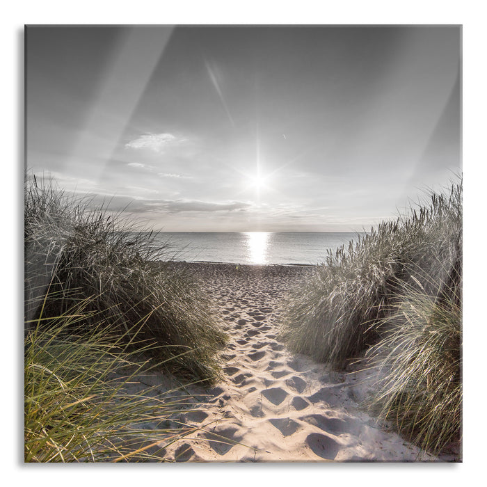 Pixxprint der Weg ins Meer, Glasbild Quadratisch