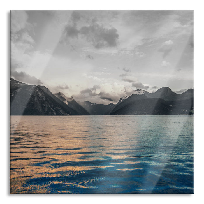 Pixxprint eine schöne Landschaft im Norden, Glasbild Quadratisch