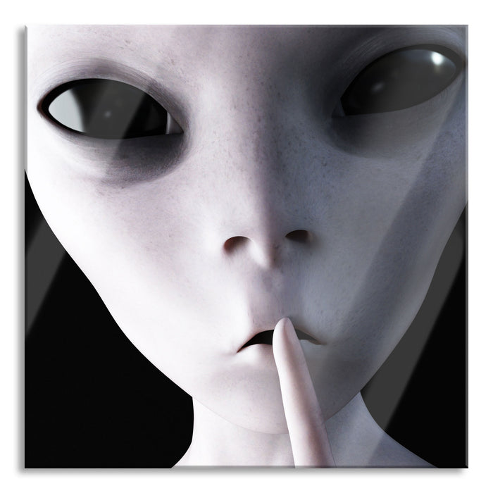 Alien - nicht reden, Glasbild Quadratisch