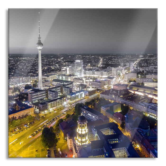 Pixxprint Berlin City Panorama, Glasbild Quadratisch