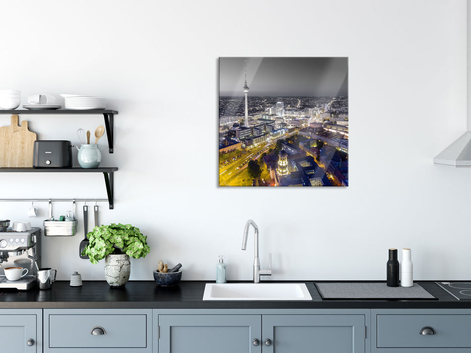 Berlin City Panorama, Glasbild Quadratisch