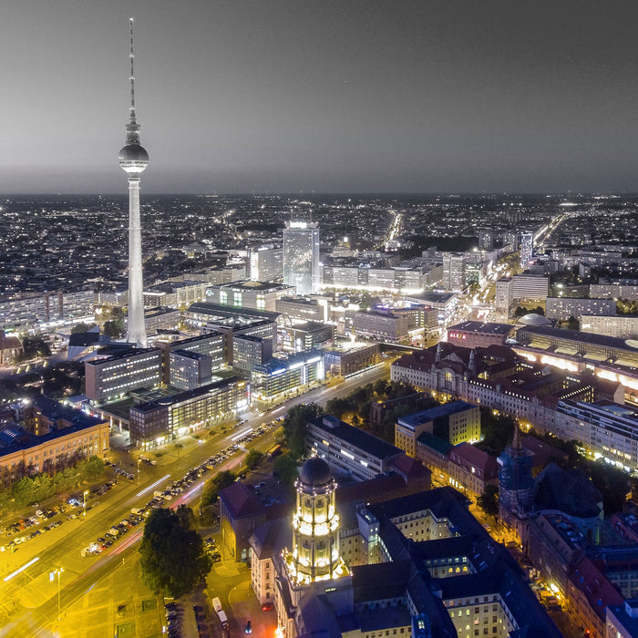 Berlin City Panorama, Glasbild Quadratisch